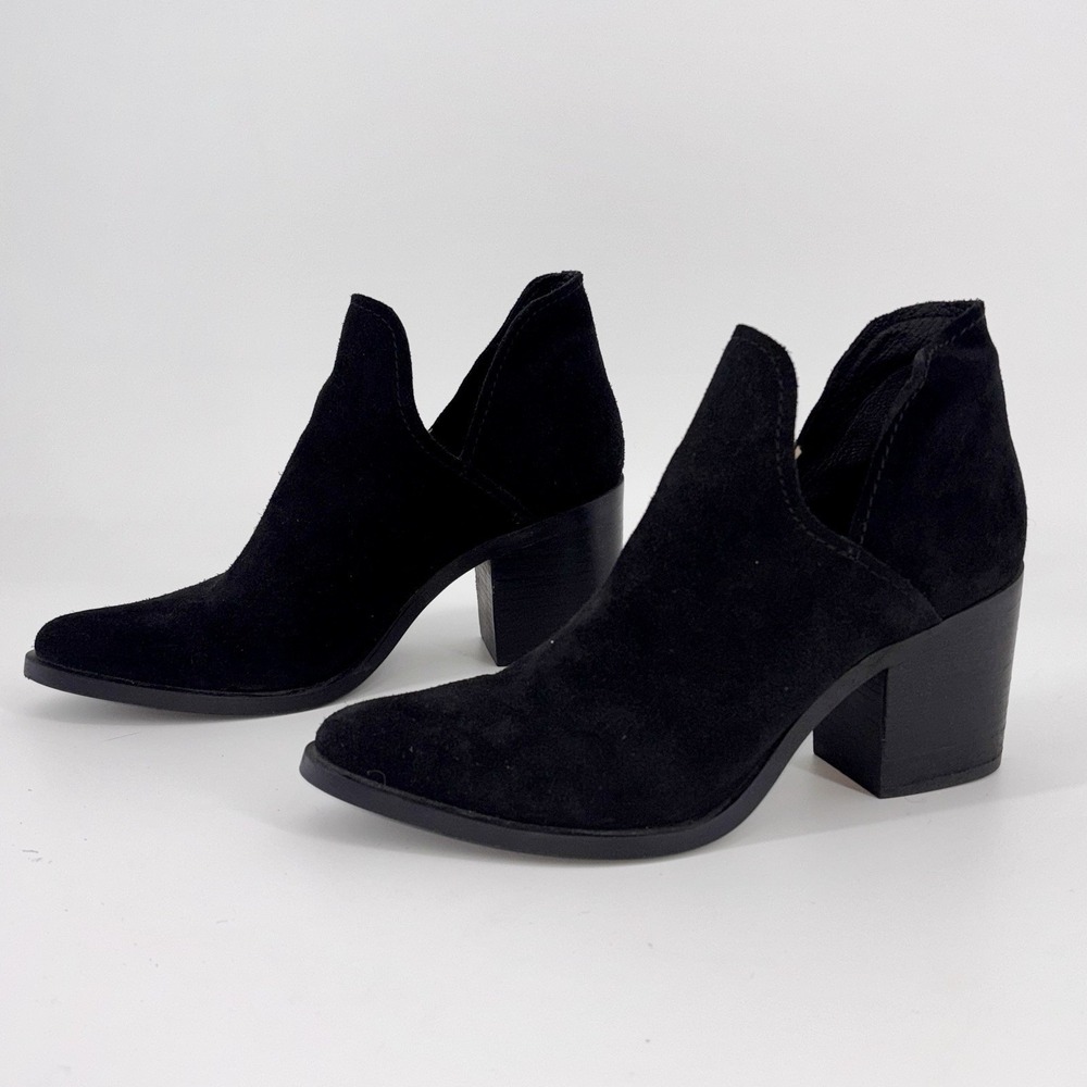 Steve‎ Madden Prezzie Boots Booties Shooties 9.5 Black Suede Cut Outs Boho Artsy